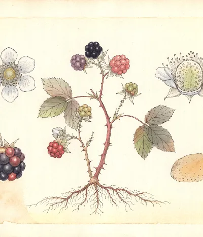 Brombeeren – botanische Illustration