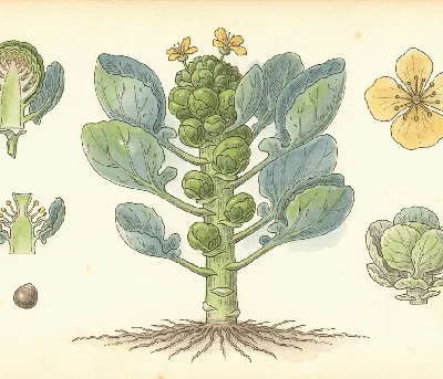 Rosenkohl – botanische Illustration