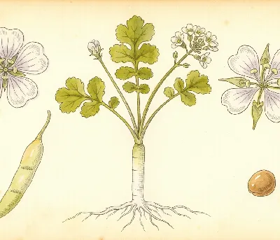 Rettich – botanische Illustration