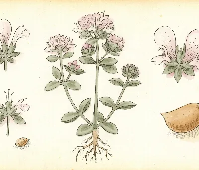 Majoran – botanische Illustration