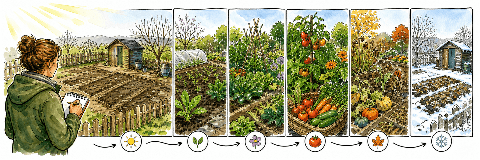 Den Garten über ein ganzes Jahr beobachten, beginnend bei der Exposition