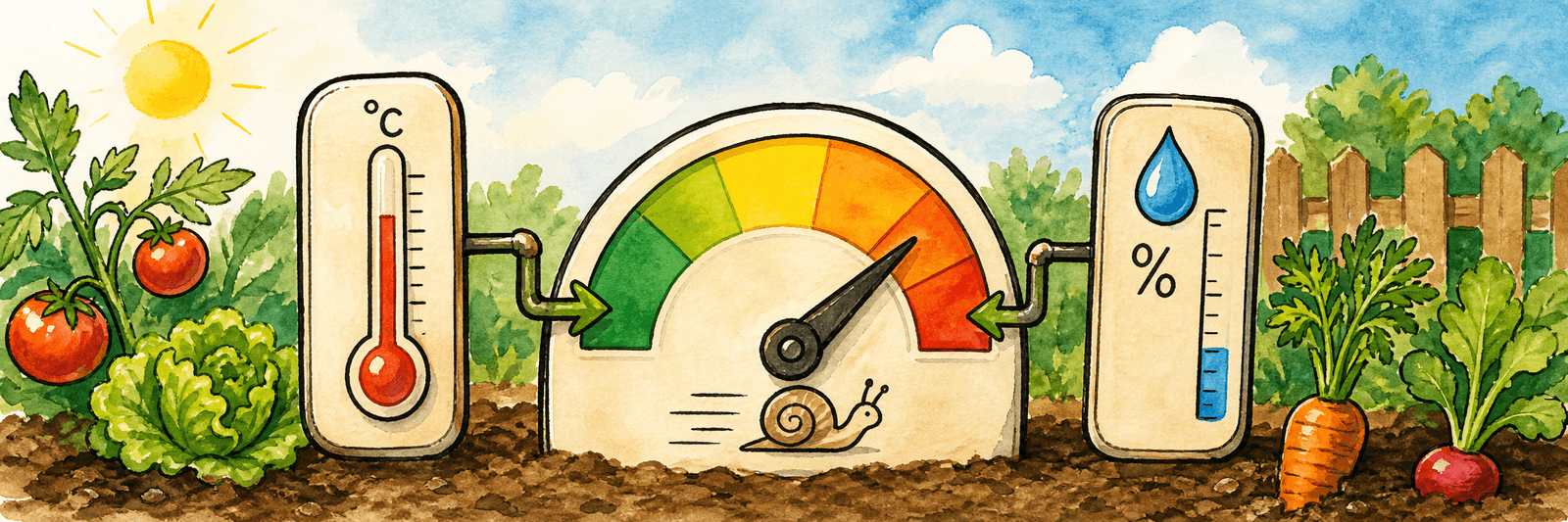 Thermometer und Feuchteanzeige steuern, wie schnell die Mineralisation im Boden abläuft