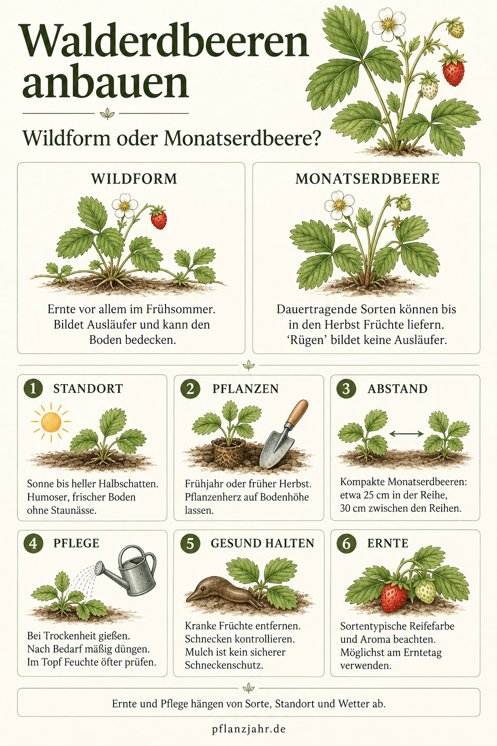 Walderdbeeren anbauen: Wildform und Monatserdbeeren unterscheiden, richtig pflanzen, pflegen und ernten