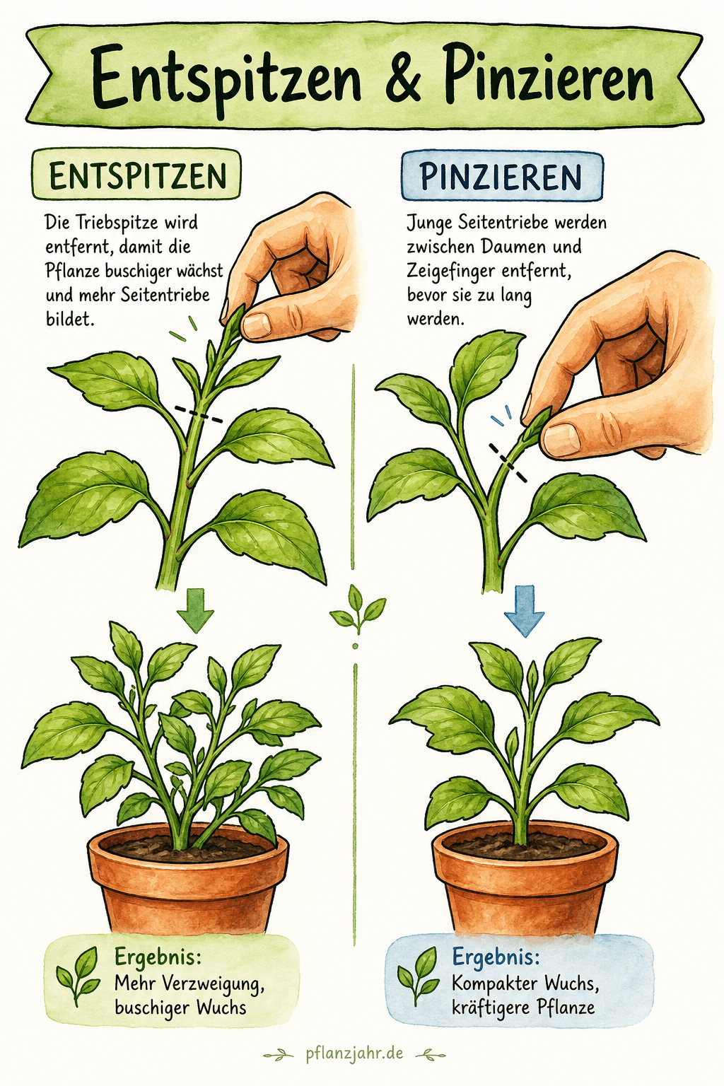 Infografik: Entspitzen & Pinzieren