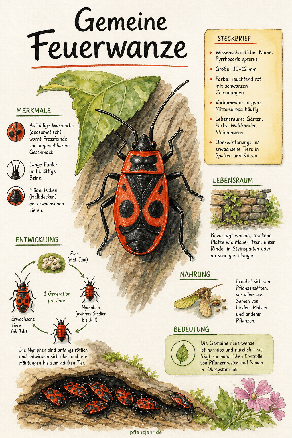 Infografik: Gemeine Feuerwanze — der harmlose Sonnenanbeter an der Mauer