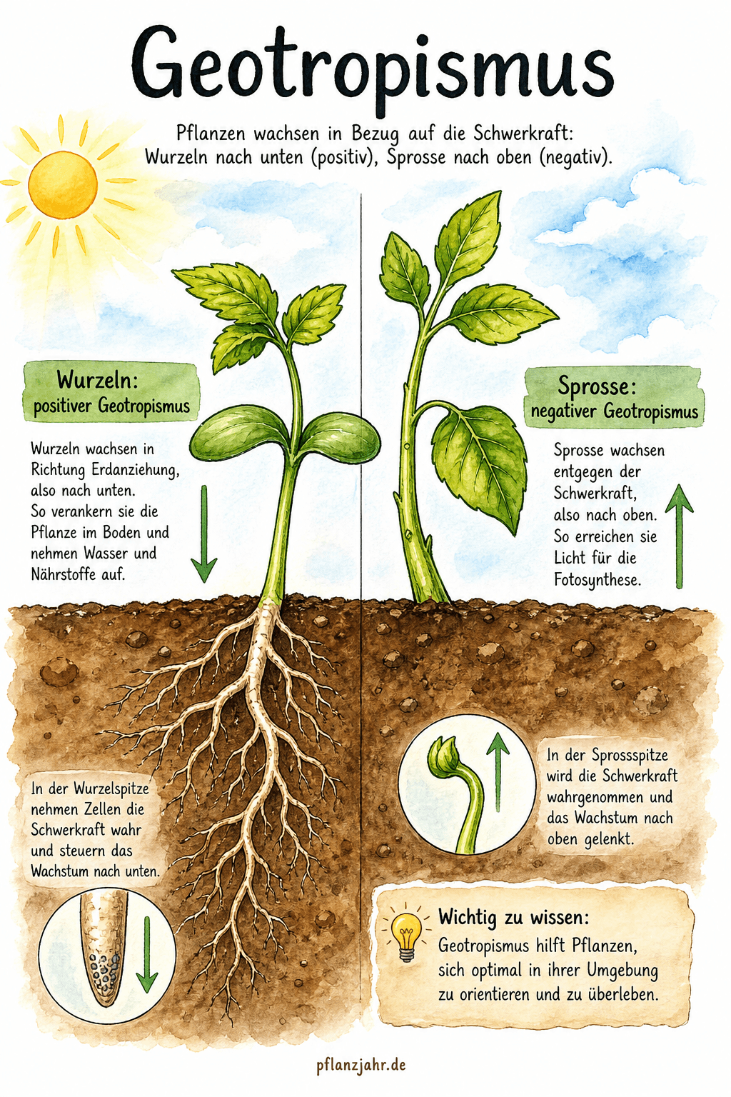 Infografik: Geotropismus