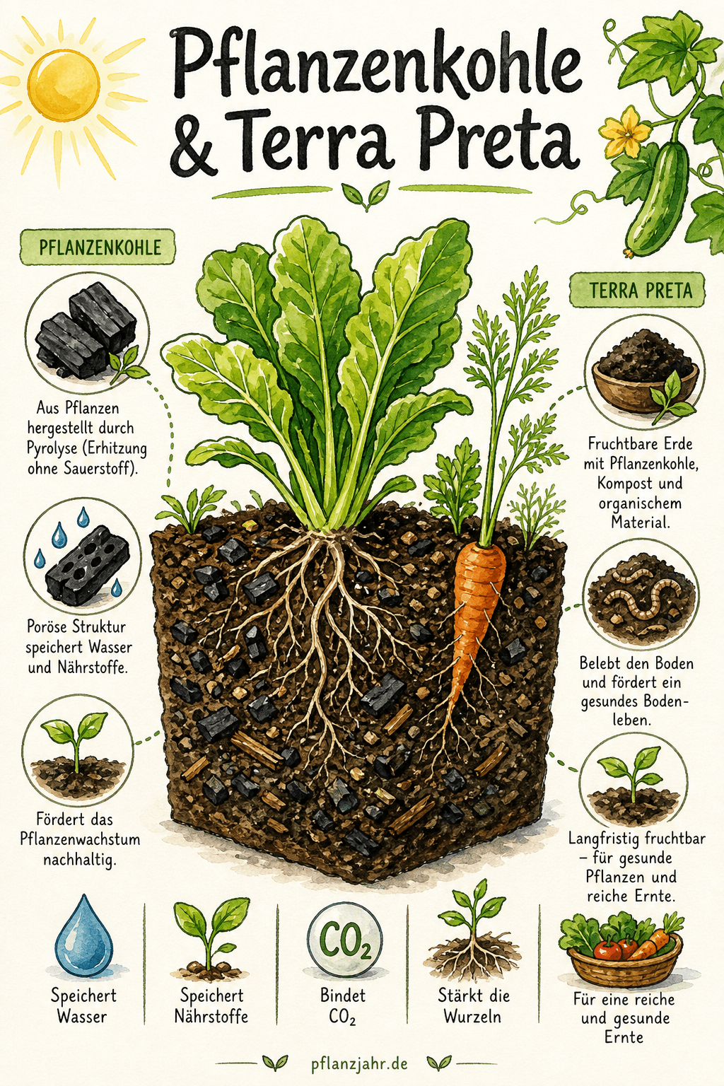 Infografik: Pflanzenkohle & Terra Preta