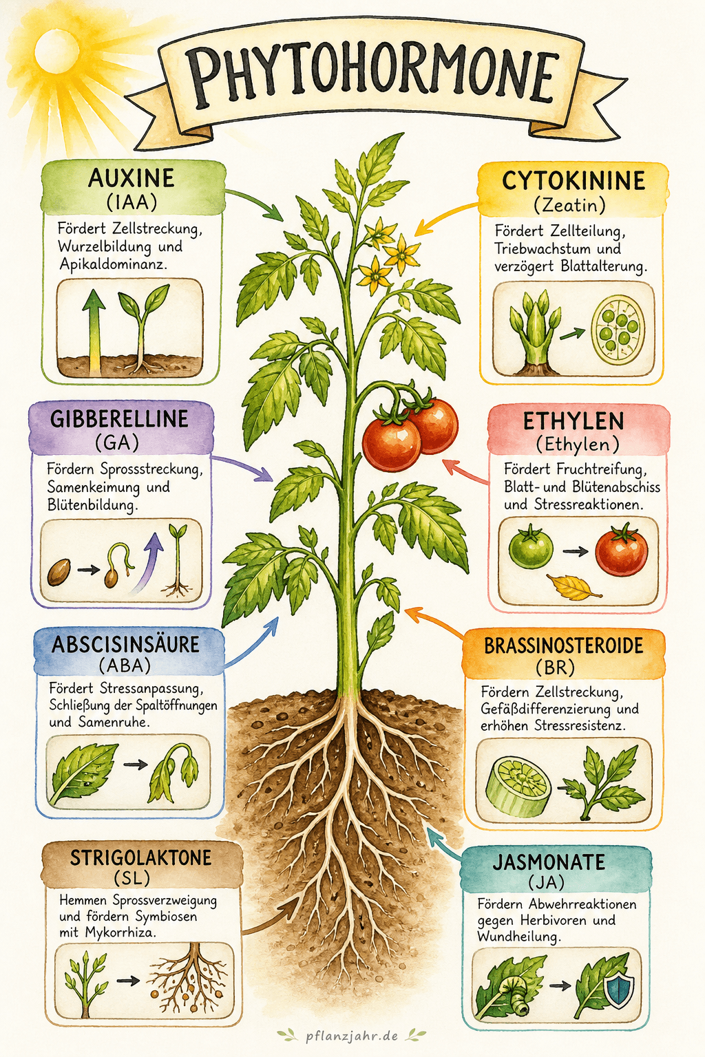 Infografik: Phytohormone (Cytokinine, Gibberelline & Co.)