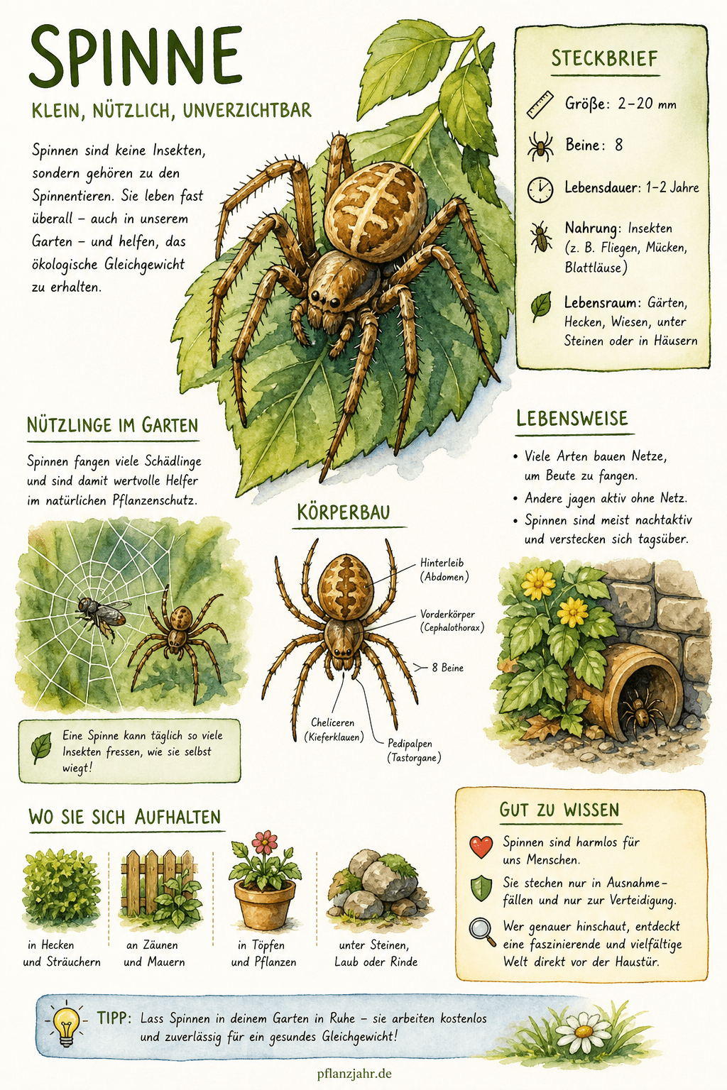 Infografik: Spinne — die achtbeinige Schädlingsfalle