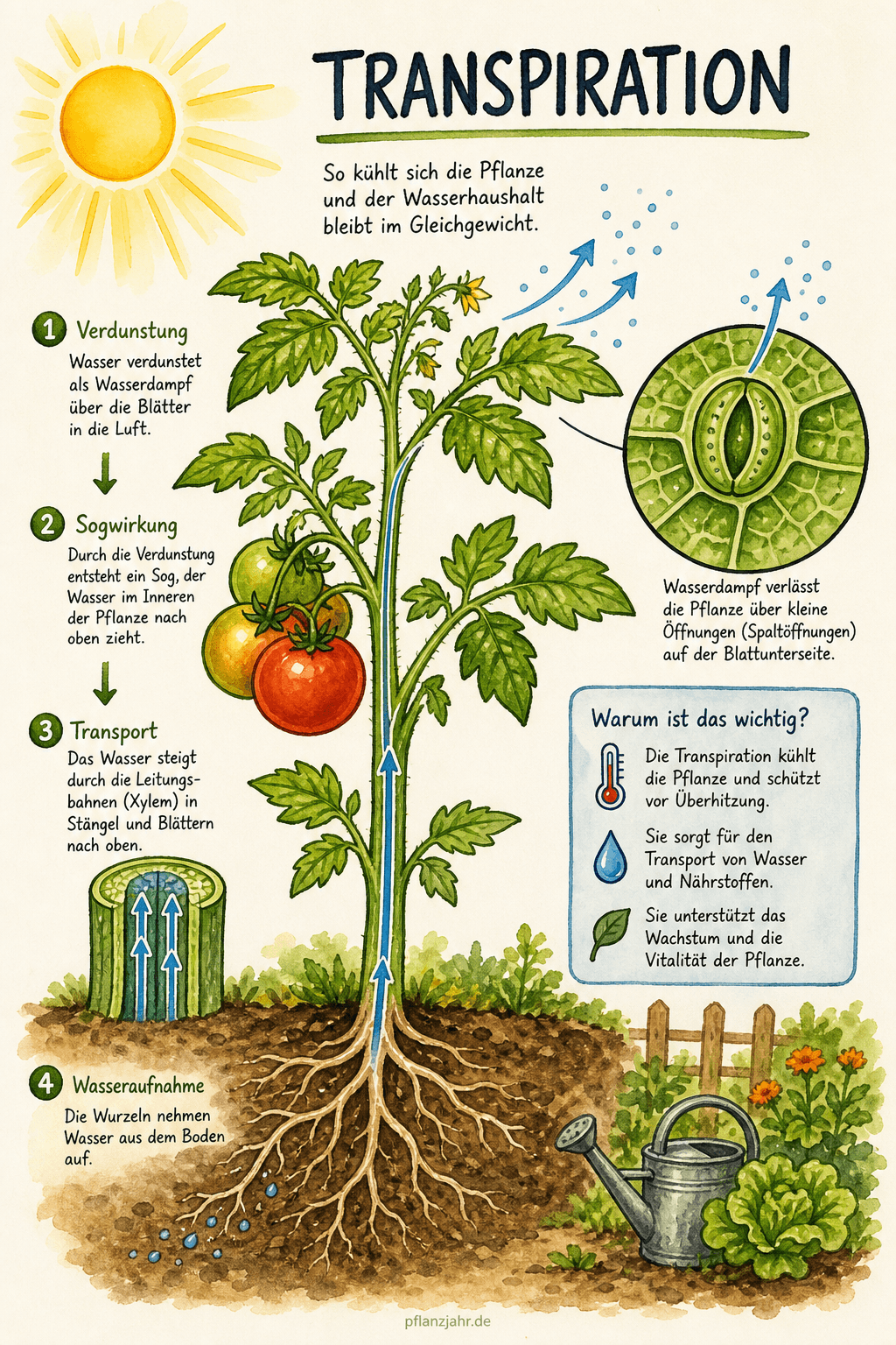 Infografik: Transpiration, Turgor & Guttation