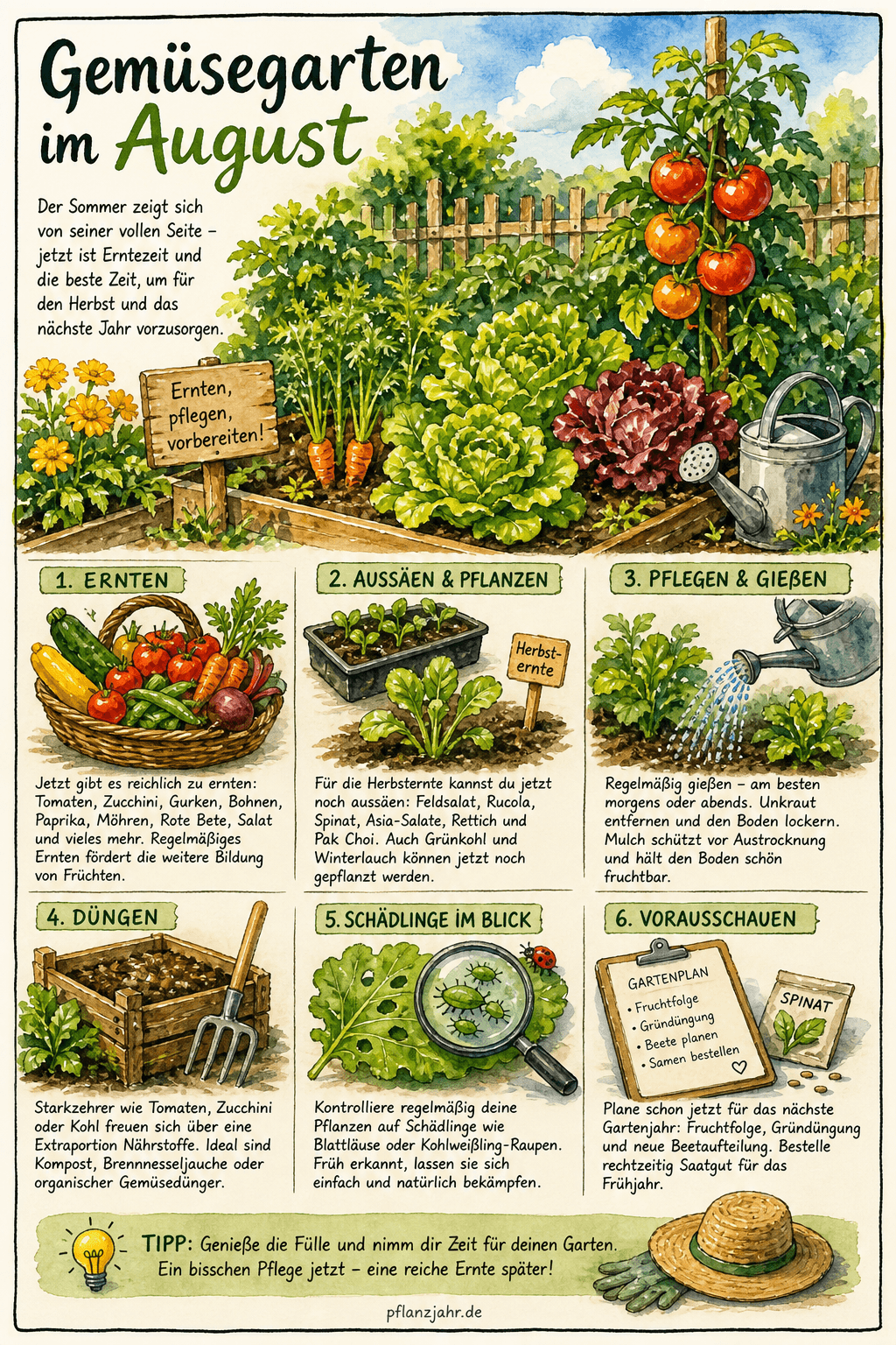 Infografik: Gemüsegarten im August