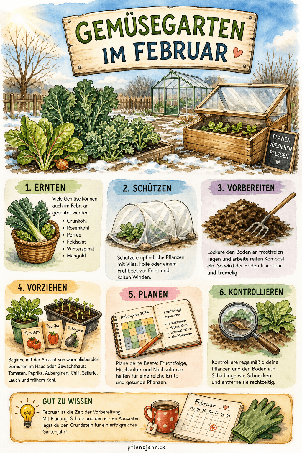 Infografik: Gemüsegarten im Februar