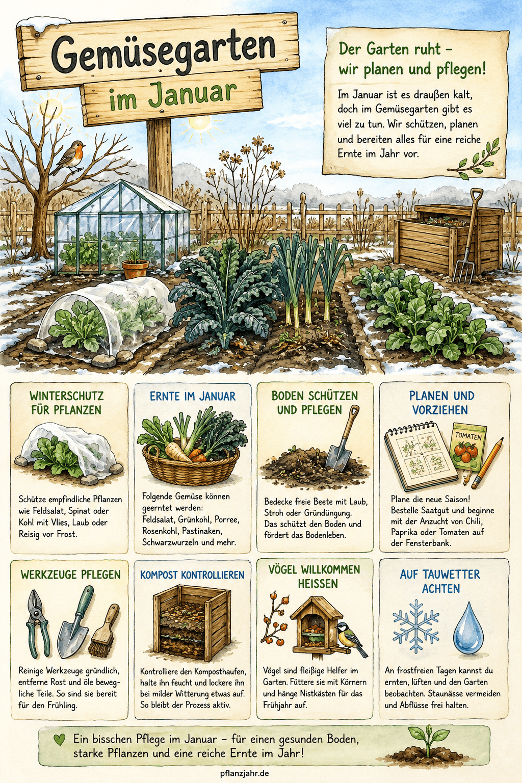 Infografik: Gemüsegarten im Januar