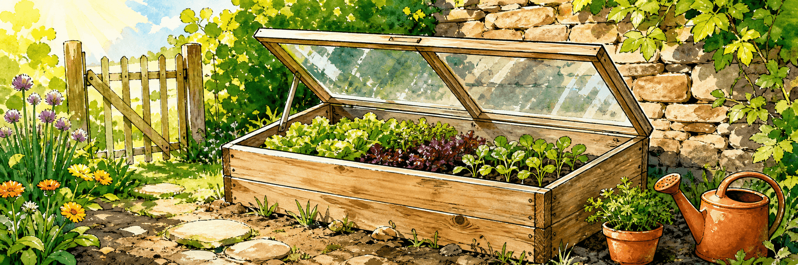 Frühbeet an einem sonnigen, windgeschützten und besonders hellen Platz im Garten