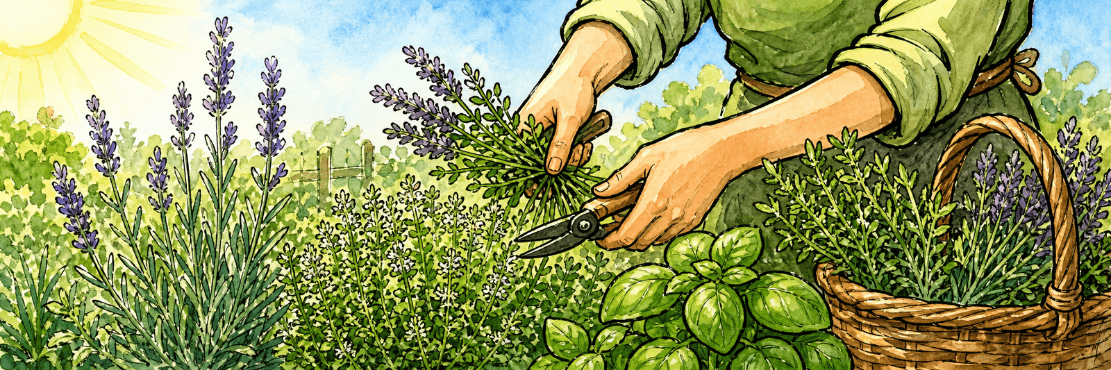 Kräuter werden kurz vor der Blüte an einem trockenen Vormittag geerntet, wenn das Aroma am höchsten ist